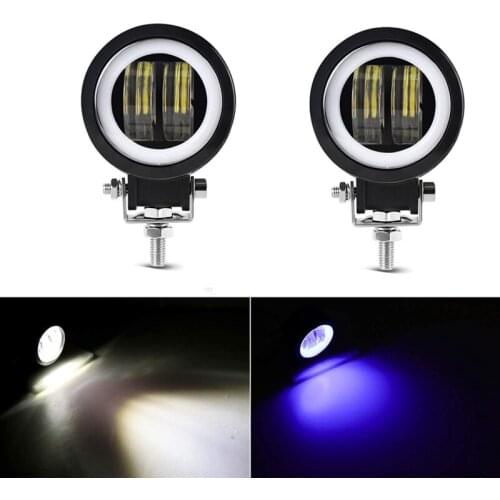 2PCS Auxiliary Light Motorcycle LED Fog Driving Running Lights Angel Eye Spot Lighting Off-Road Vehicle Work Light