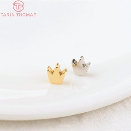 50PCS 5.5*5MM 24K Champagne Gold Color Plated Brass Crown Spacer Beads Diy Jewelry Findings Accessories Wholesale