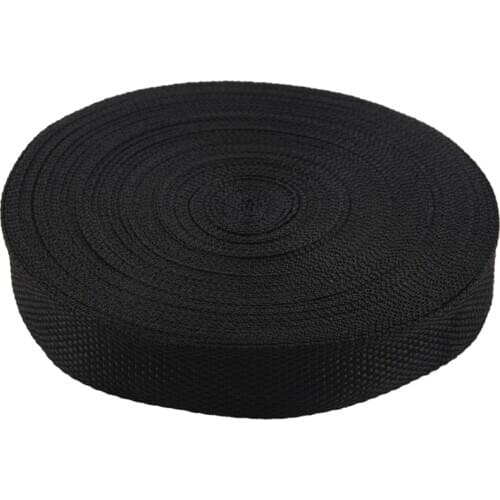 25mmx20m Roll Nylon Tape Strap For Webbing Bag Strapping Belt Making DIY Craft - Black