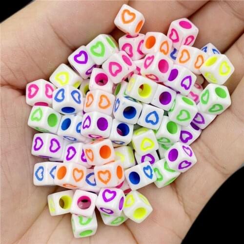 40Pcs 7mm Square Heart Loose Beads DIY For Jewelry Making Necklace Bracelet Finding Charms Pendant