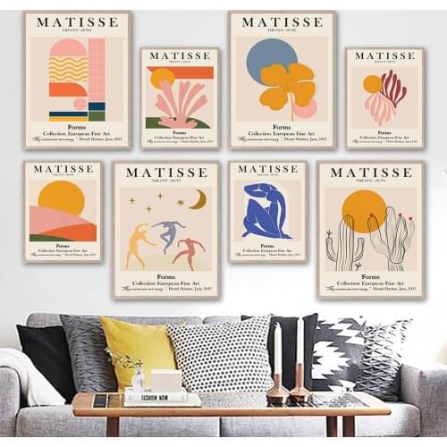 Abstract Matisse Cactus Leaf Sun Vintage Wall Art Canvas Painting Nordic Posters And Prints Wall Pictures For Living Room Decor