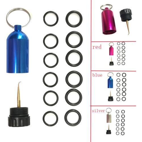 Mini Aluminum Scuba Diving Tank with 12 O Rings Brass Pick Dive Key Chain Diving Repair Kit