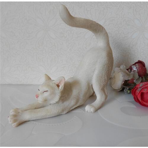 Free shipping Lifelike Cat Lazy Stretching pet Mini Figure Resin toy cute kit cake car party office home decoration gifts