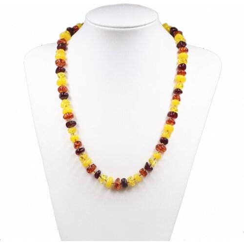 Bohemian Colorful Bead Strand Necklace Short Chain Faux Resin Ambers Necklaces for Women Children Unisex Gifts Jewelry 21" B340