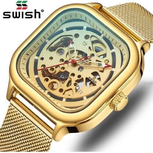 Brand Design Mens Automatic Watch Luxury Golden Mechanical Wristwatch Stainless Steel Waterproof Clock for Men Relogio Masculino