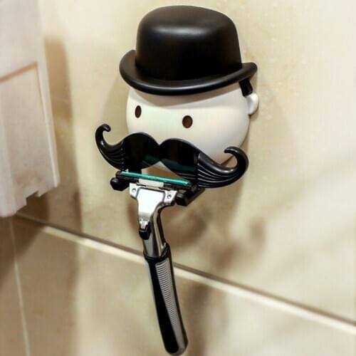 Hot Beard Plastic Cartoon Bathroom Shaver Clutter Holder Washroom Wall Sucker Suction Cup Hook Razor Hot Sale