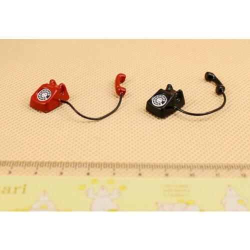 G05-X125 children baby gift Toy 1:12 Dollhouse mini Furniture Miniature Red small black phone 2pcs/lot