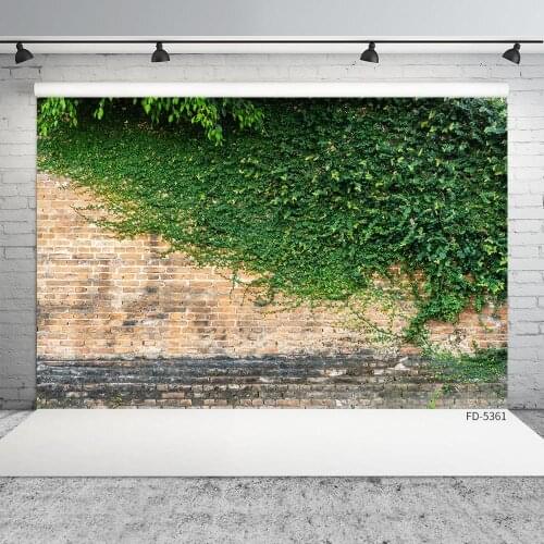 Brick Wall Green Climber Plant Photographic Background Vinyl Photo Backdrop for Photo Studio for Photo Shoot Portrait Photobooth