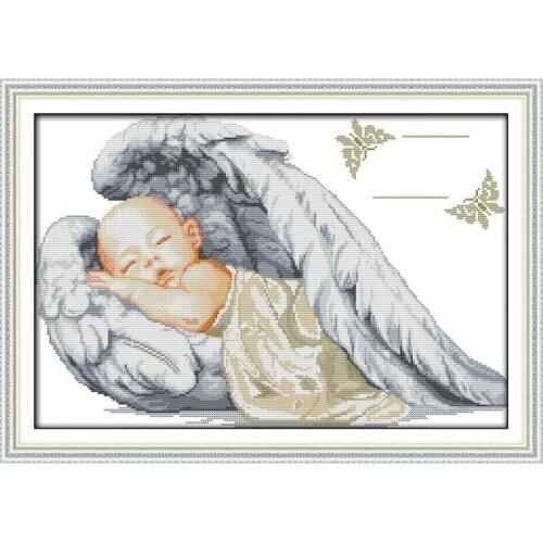 Joy Sunday Angel baby 11CT DMC printed on canvas 14CT cross stitch kit DIY Chinese cross stitch needlework set Home decor Gift