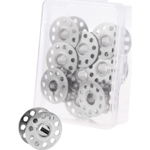 10Pcs Sewing Machine Bobbins with Box Metal Spools Thread Core Coil Bobbin fit Janome/Singer Models Sewing Machine Parts Tool
