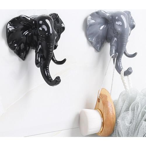 Hooks For Hanging Plastic Bathroom Towel Hanger Self Adhesive Creative Elephant Head Wall Door Keys Bags Sticky Holder