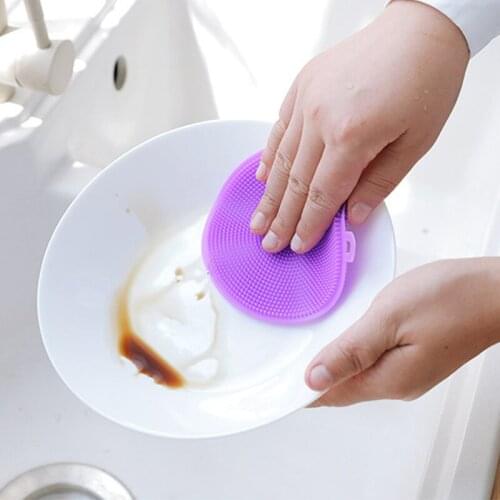 Kitchen Cleaning Brush Silicone Dishwashing Brush Fruit Vegetable Cleaning Brushes Dish Bowl Pot Cleaner Scouring Pads