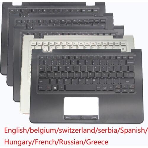 New English Belgian FR FU Keyboard with Shell C Cover Palmrest Upper Case for Lenovo Yoga 300-11 IBY IBR Flex3-1120 1130 Laptop