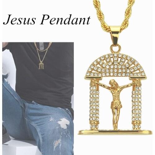 Fashion Hip Hop Gift Christian Religious Jewelry Door Type Jesus Pendant Necklace