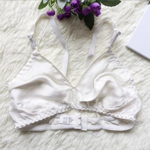New Women Silk Bra Lingerie Unlined Breathable Ultra-thin Bralette Underwear Solid Color Wireless Comfortable Casual Brassiere