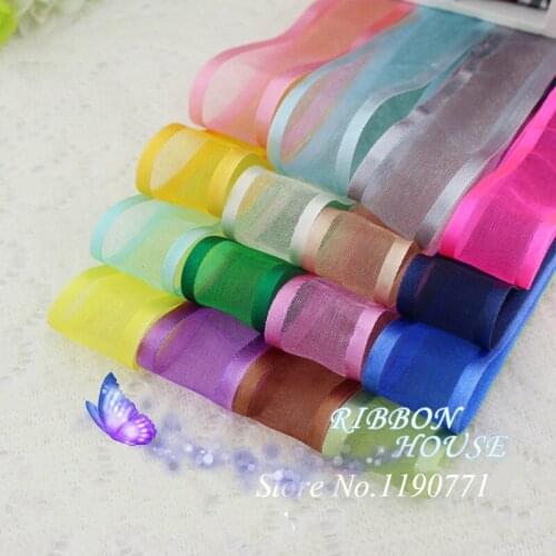Transparent 2.5cm broad-brimmed sheer ribbon gift lace 45M/lot