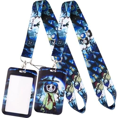 LT955 Coraline Anime Neck Strap Lanyards Keychain Badge Holder ID Card Pass Hang Rope Lariat Lanyard Key Ring Gifts Accessories