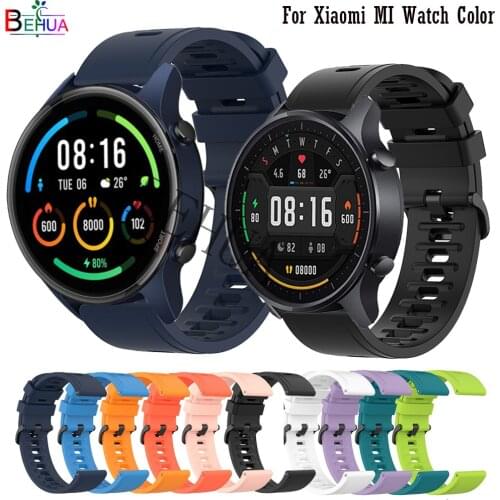 BEHUA Soft Silicone Strap For Xiaomi MI Watch Color Smart 22mm Watchband Sport Replacement Wristband Belt Bracelet Wriststrap