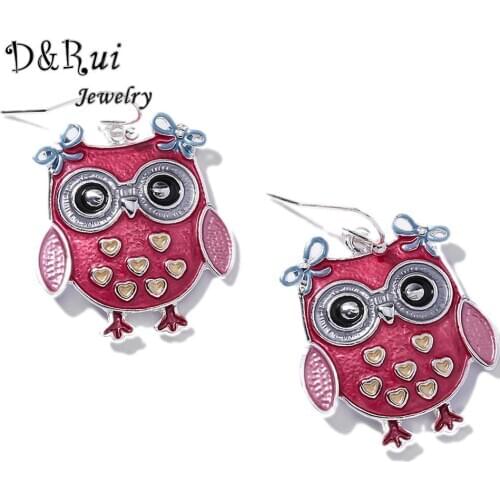 Cute Animals Owl Drop Earrings for Women Vintage Jewelry Accessories Colorful Enamel Bird Zinc Alloy Earring Earrings Woman Girl