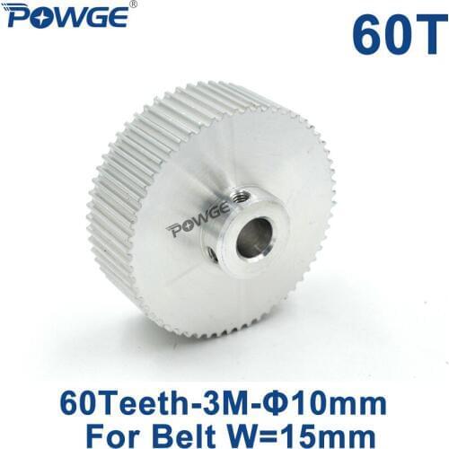 POWGE 60 Teeth HTD 3M Timing Pulley Bore 9.525mm 0.375" for Width 15mm 3M Synchronous belt HTD3M pulley gear 60Teeth 60T