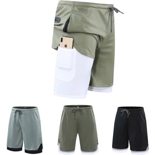 NEW Mens Running Shorts Mens 2 in 1 Sports Shorts Male double-deck Quick Drying Sports men Shorts Jogging Gym Shorts men 4XL