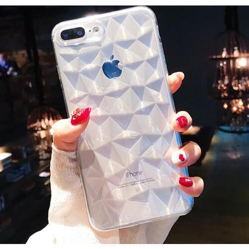 Phone Case 3D Diamond Soft Cover For iPhone 11 6 6S 7 8 Plus X XS Max XR 5 5SE 8Plus silicone Coque Shookproof clear funda shell