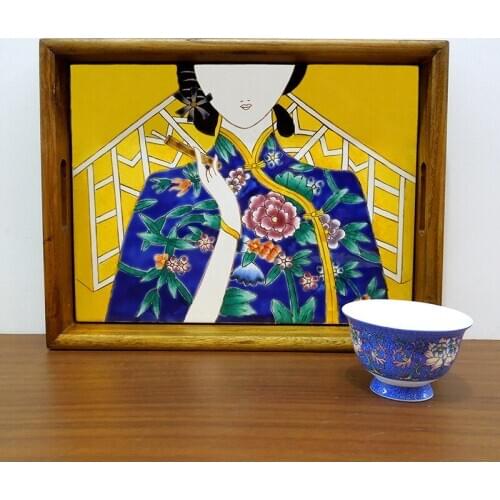 Modern Simplicity of Hand-painted Ceramic Rectangle with European Cup Creative Pallet european decor