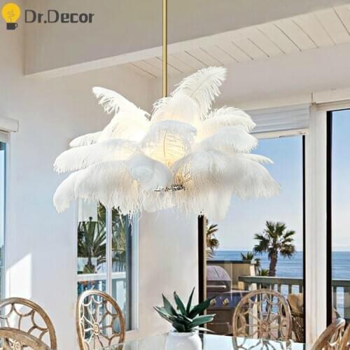 Modern Feather LED Pendant Lights Lighting Living Room Bedroom LOFT Pendant Lamp Home Decor Hanging Lamps Kitchen Light Fixtures