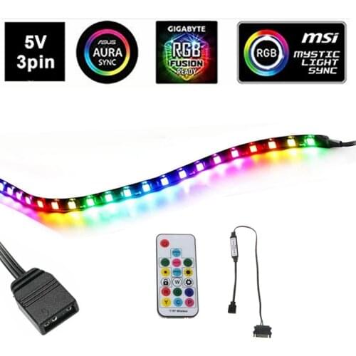 ARGB LED Light Strip WS2812 for Modding Gaming PC Case M/B with 3 pin 5V RGB Header Asus Aura Gigabyte MSI Mystic SATA RF Remote
