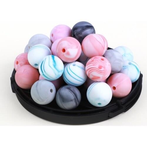 TYRY.HU 10Pcs Food Grade Silicone Beads 15mm Round Beads Baby Chewable Jewelry Accessories Baby Teethers Necklace Pendant Charms