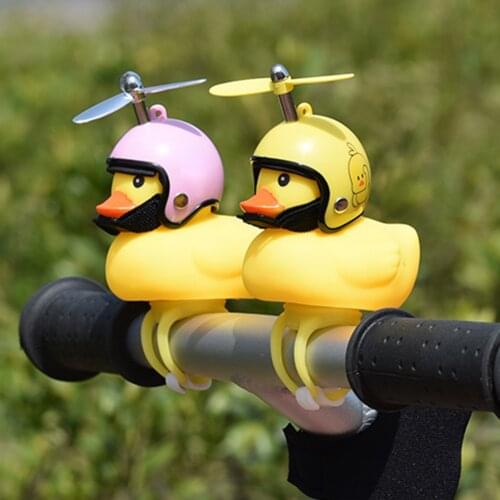 Bicycle Horn Cute Little Yellow Duck Night Warning Light Childrens Rubber Duck Toy Mountain Bike Scooter Lights Decoration