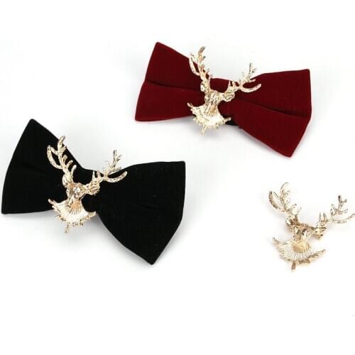 High end Fashion Mens Gold Retro Bowtie Christmas Metal Elk Head Wedding Luxury Bow Ties Trendy Collar Jewelry Gifts for Men