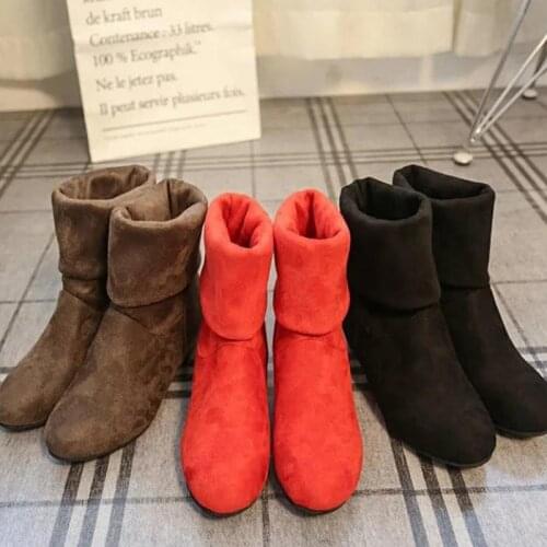2021 Autumn Winter Women Boots Mid-Calf Martin Boots Brand Fashion Female Stretch Cotton Fabric Slip-on Boots Flat Shoes Woman