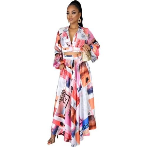 Skirt And Crop Top Set Women 2 Piece Matching Set Long Sleeved Lapel Shirt Pleated Two-piece Casual Suit Female Fashion Outfits