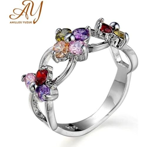 Anillos Yuzuk Dazzling Sparkling Flower Engagement Finger Rings For Women Solid Silver 925 Jewelry Wedding Statement Female