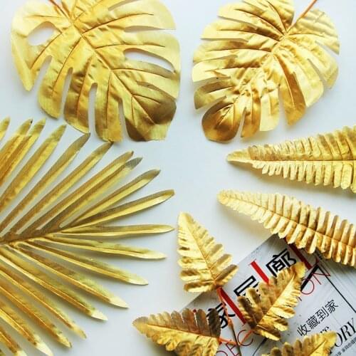 Gold Turtle Leaves Artificial Palm Leaves Scattered Tail Leaf DIY Wedding Decor for Home Garden Birthday Party Artificial Leaves
