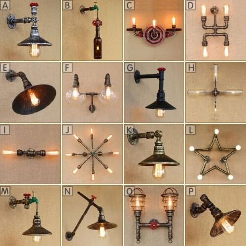 08] personalized retro style personalized living room clothing store American style nostalgic water pipe wall lamp