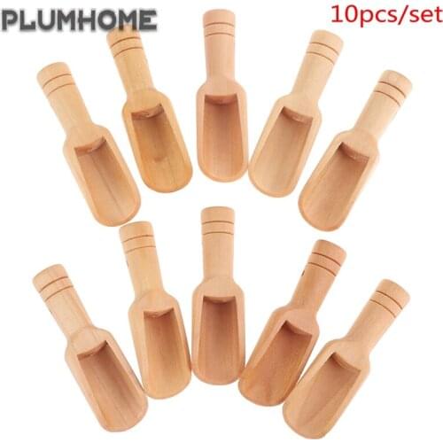 10PCS Mini Wooden Spoon Round HandleTeaspoon Salt Shovel Milk Powder Scoops Condiment Spoons Coffee Tea Sugar Spoon Hot Sale