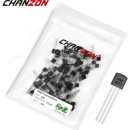 100Pcs A92 TO-92 PNP Transistor Bipolar Junction BJT Pwerful Triode Tube Fets -200mA -305V TO92 A 92 Integrated Circuits