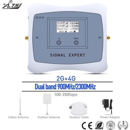 2018 Dual Band 900/2300MHz 2g 4g Mobile Signal Booster 2G 4G Signal repeater cellular signal amplifier kit for Assia Africa