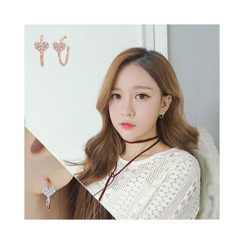 2020 fashion new Korean Earrings semicircular temperament heart shape sweet C-shaped Earrings rose gold color,silvery color