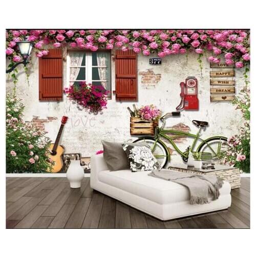 Beibehang Interior classic wall paper atmospheric Mediterranean windows rose rose background wall papel de parede 3d wallpaper