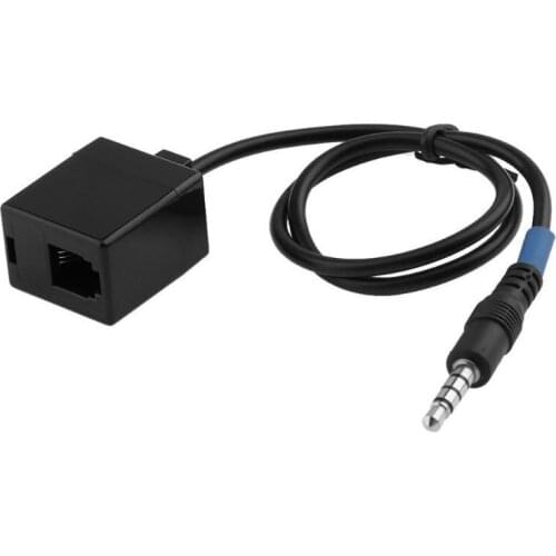 DC 3.5mm TRRS Male Adapter to RJ9 Female Data Extension Converter Cable 4P4C Black for Telephone