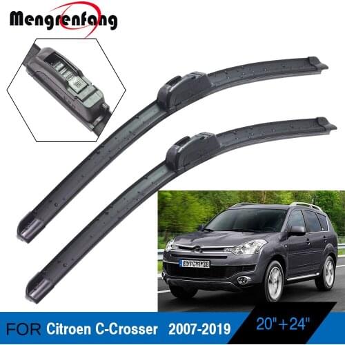 For Citroen C-Crosser Car Accessories Front Windscreen Wiper Blades Soft Rubber Frameless Wiper J Hook Arms 2007-2019