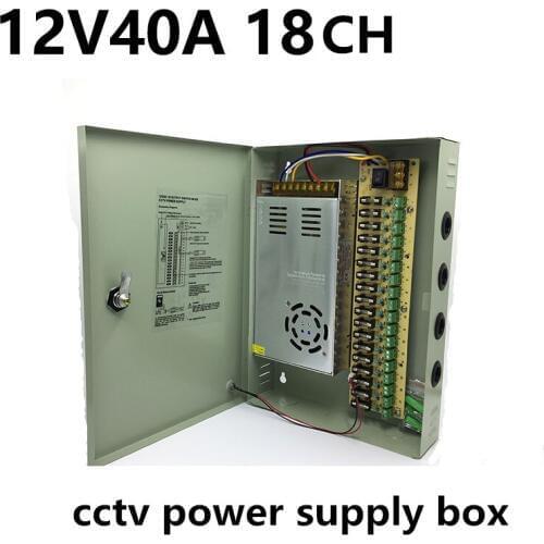 18CH 12V 40A CCTV Power Supply Box / 12V 40a 480W Monitor Power Supply AUTO-RESET / Switch Power Supply 18 Port CCTV Cameras