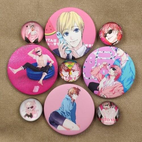58mm&25mm Anime Yarichin Bitch-bu Club Ayato Yuri YUI TAMURA Time Gem Badge Brooch Backpacks Button Clothes Breastpin WJCS-2
