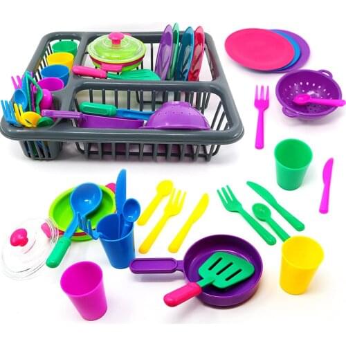 27PCS Children Kitchen Tableware Dishes Playset Pretend Role Play Toys for Kids Toddlers Boys Girls Birthday Xmas Easter Gift