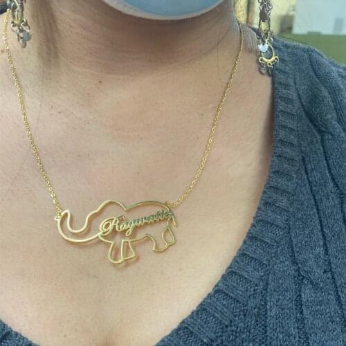DOREMI 2021 Stainless Elephant Pendant Personalized Custom Name Necklace Stainless Steel Choker Animal Nameplate Gothic Jewelry