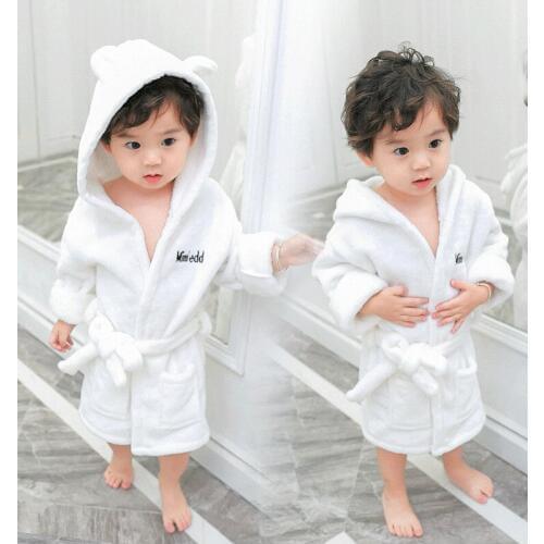 New Arrival Soft Childrens Robes Baby Kids Pajamas Boys Girls Letter Embroidery Sleepwear Bathrobes Kids Hooded Baby Robes