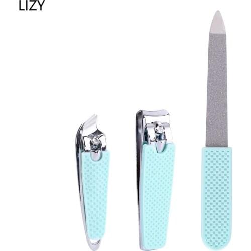 LIZY 3 Pieces Silica Gel Handle Nail Clipper Set Nail Tip Clipper Nail Cutter Pedicure Tools Manicure Set Kit Professional